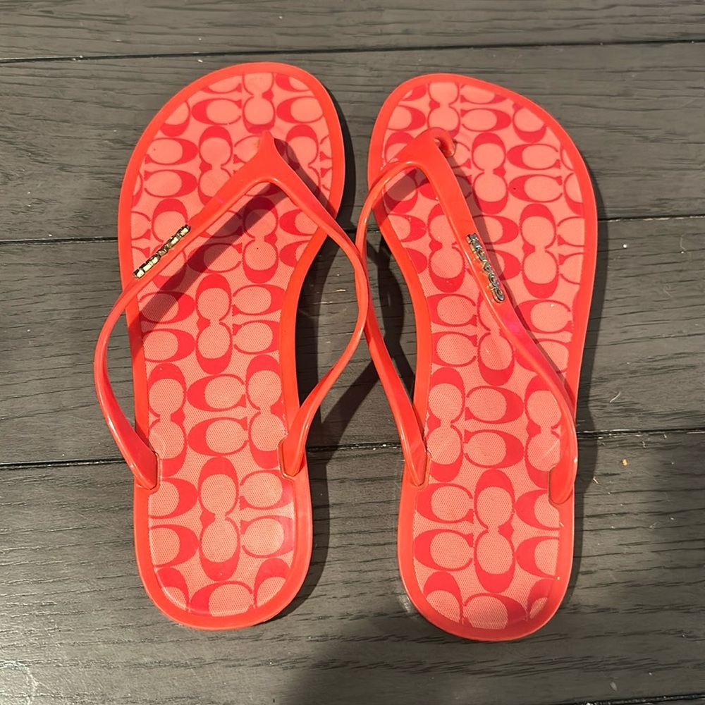 Coral Coach Jelly Sandals